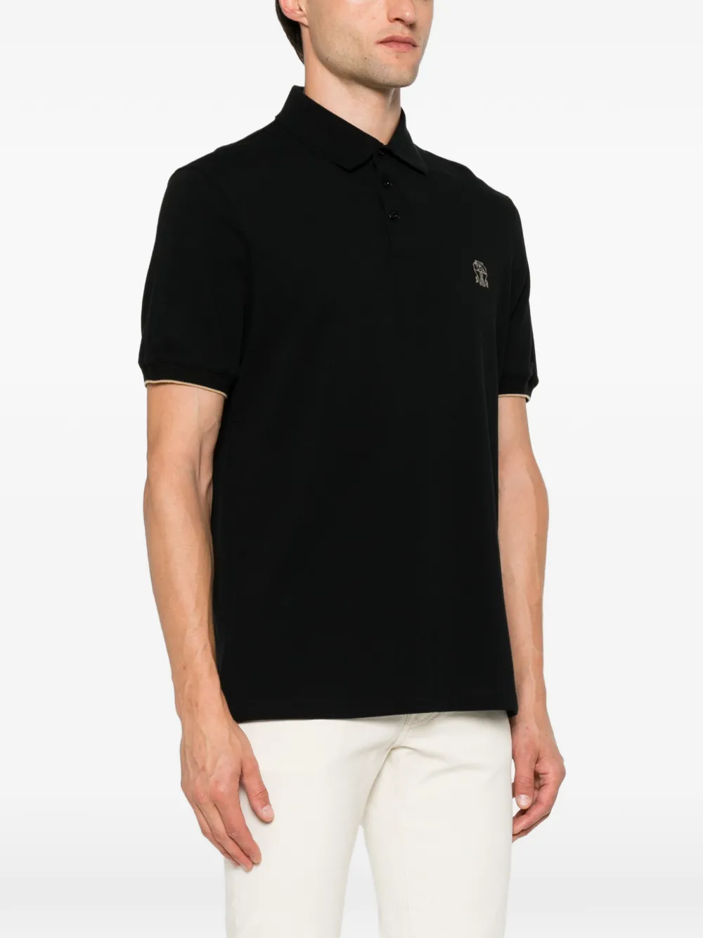 Brunello Cucinelli Poloshirt met geborduurd logo Zwart