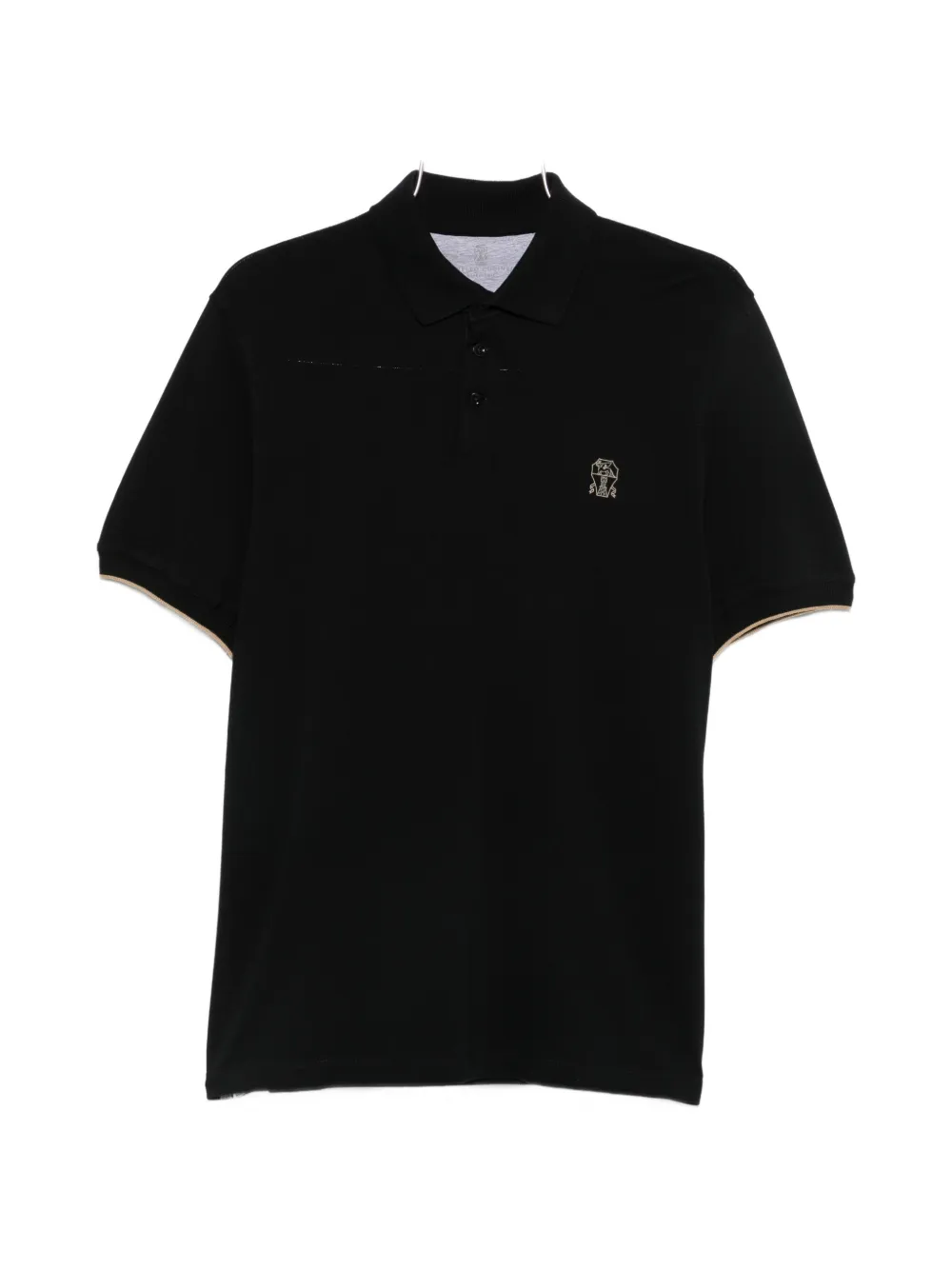 Brunello Cucinelli logo-embroidered short-sleeve cotton polo shirt - Nero