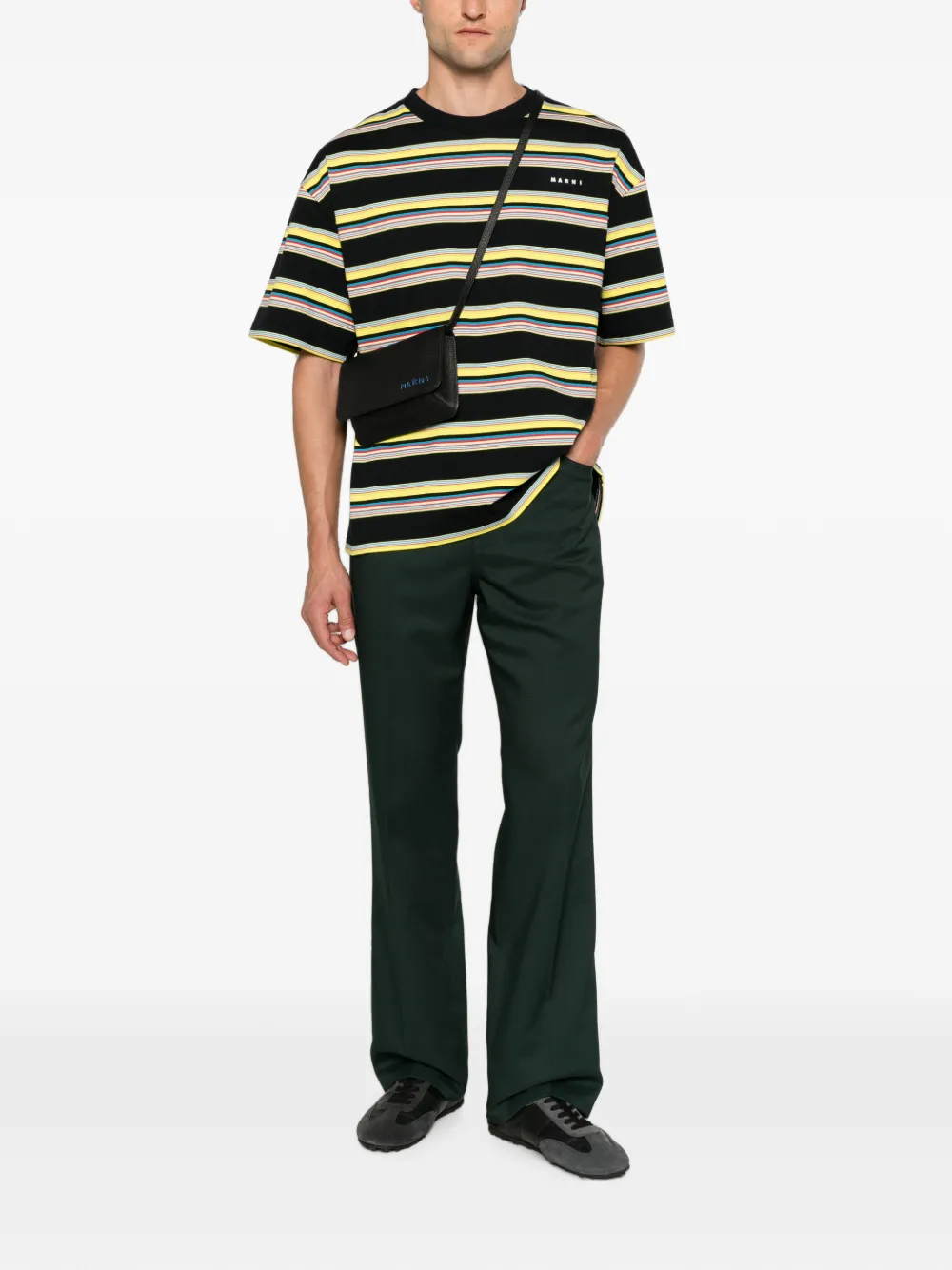 Marni Katoenen T-shirt met logoprint Zwart