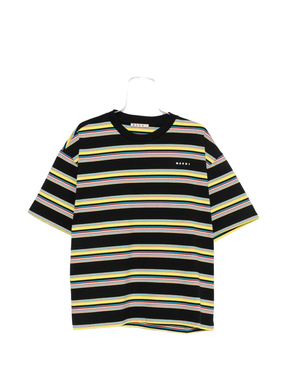 Marni striped logo-print cotton T-shirt - Schwarz