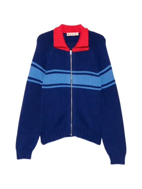 Marni striped zip-up cotton sweater