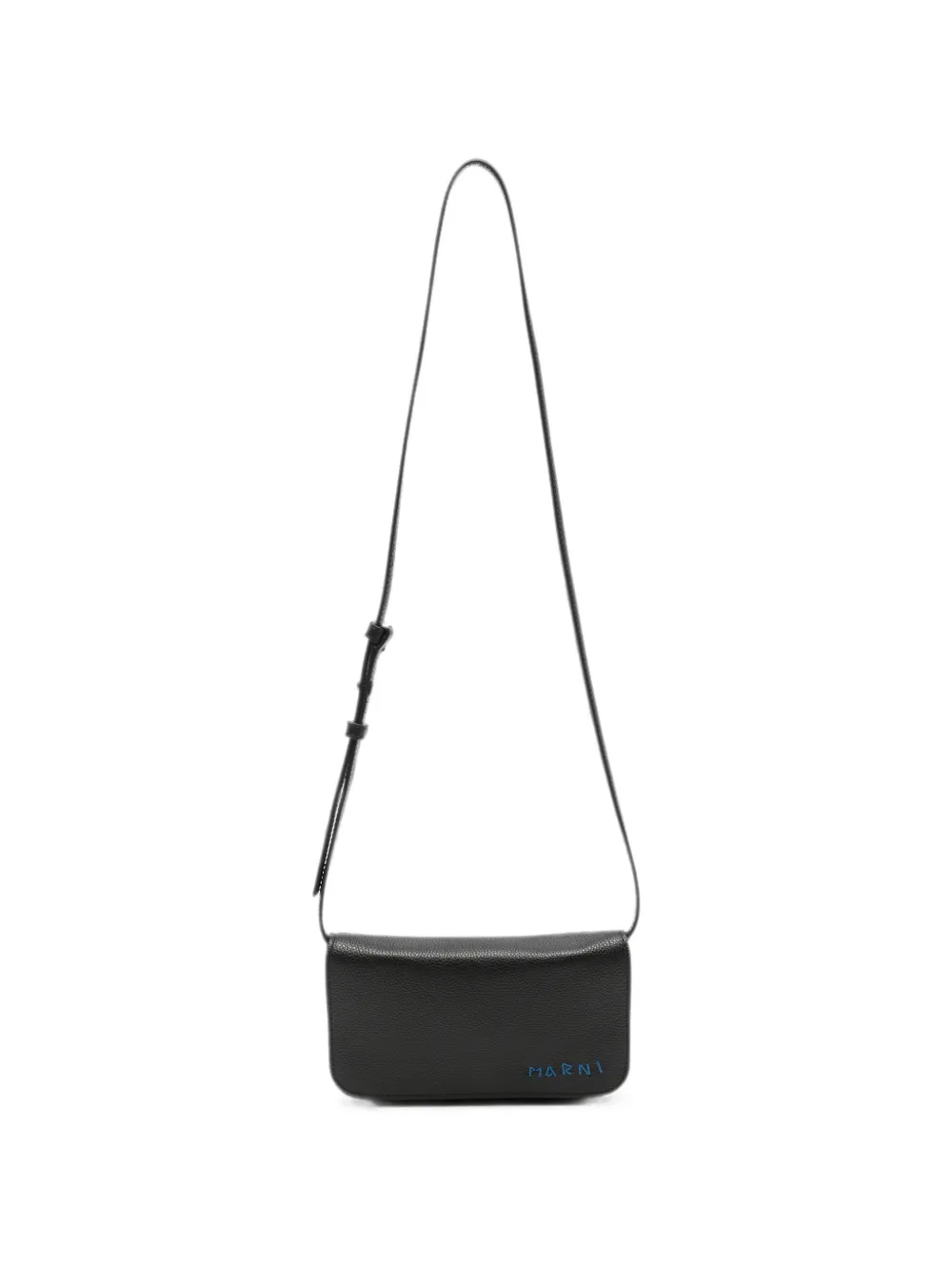 Marni logo-motif leather messenger bag - Nero