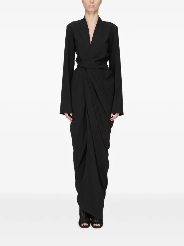 Rick Owens Long Wrap Gown in Black