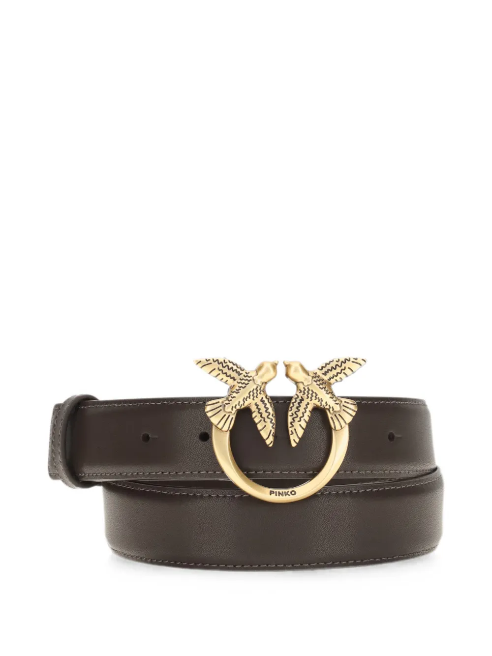 PINKO Love Birds leren riem Bruin