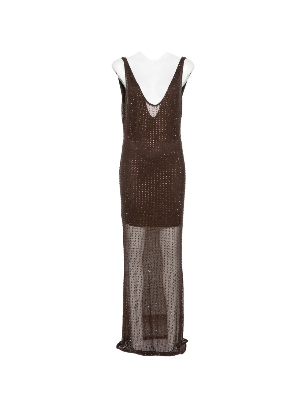 VENUJA sequin-embellished scoop-neck maxi dress - Braun