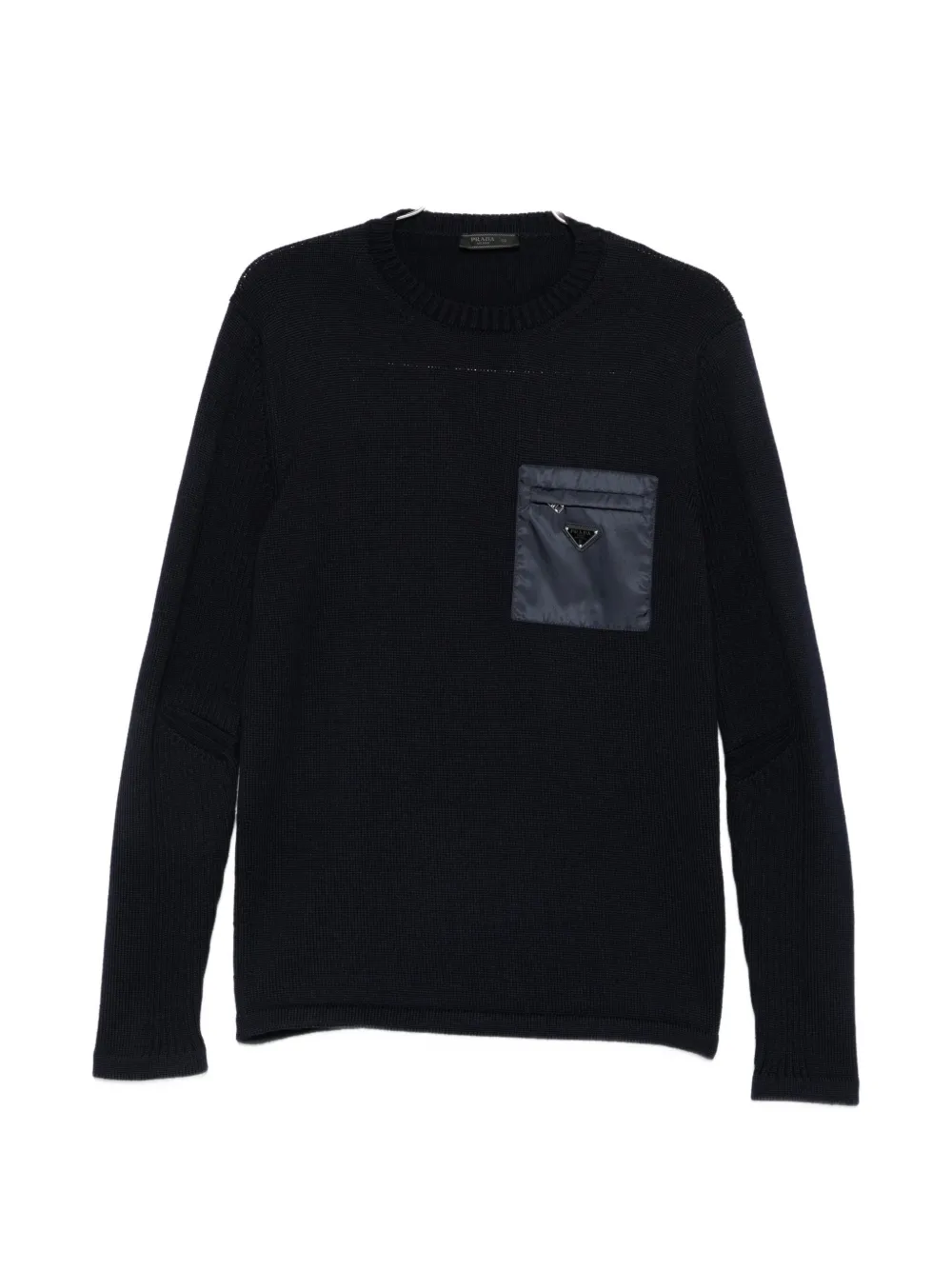 Prada logo-plaque zip-pocket wool jumper - Blau