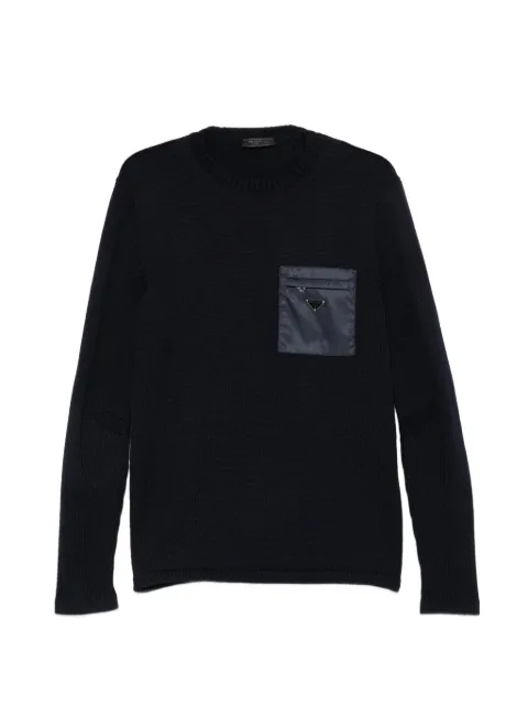 Prada logo-plaque zip-pocket wool jumper