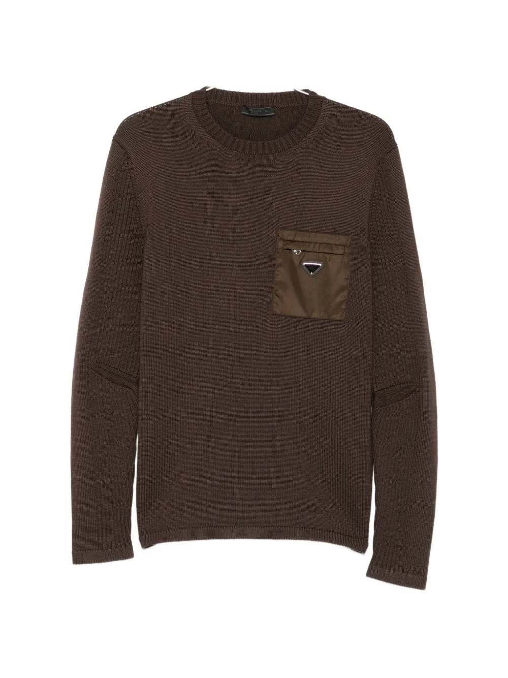 Prada logo-plaque chest-pocket sweater - Marrone