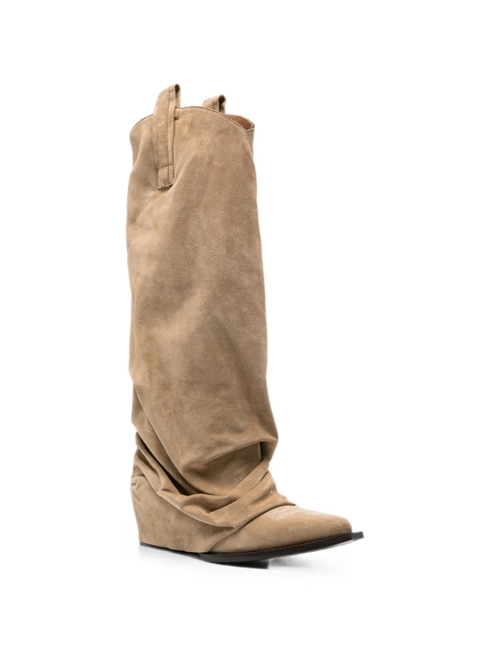 R13 embroidered boots Beige