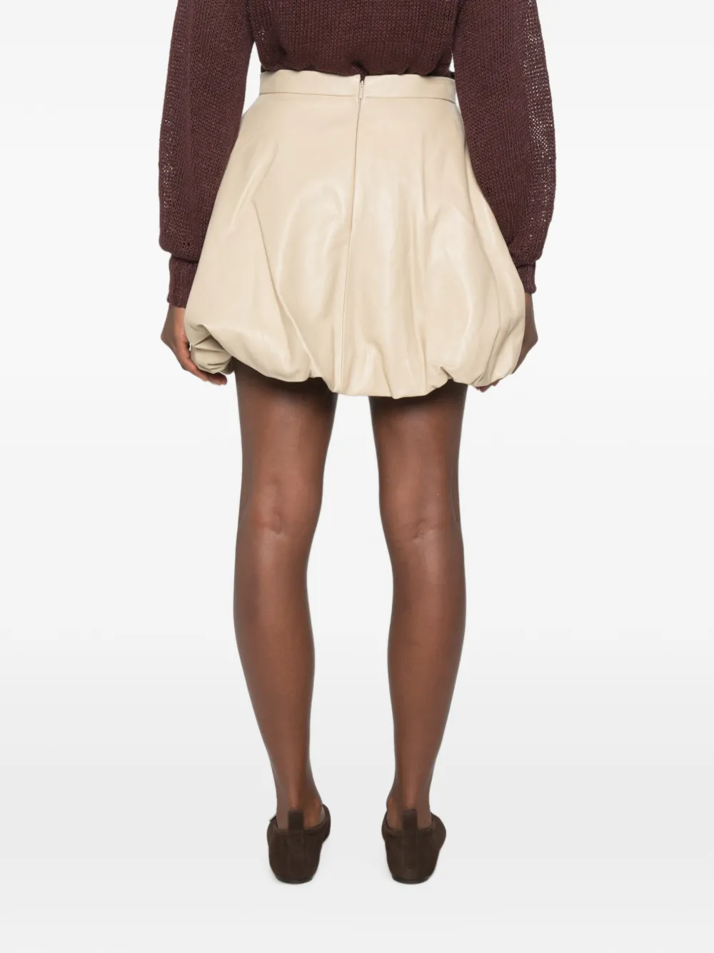 By Malene Birger Leren mini-rok Beige