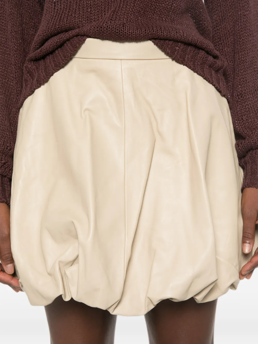 By Malene Birger Leren mini-rok Beige