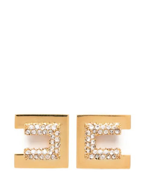 Elisabetta Franchi crystal-embellished logo-plaque earrings