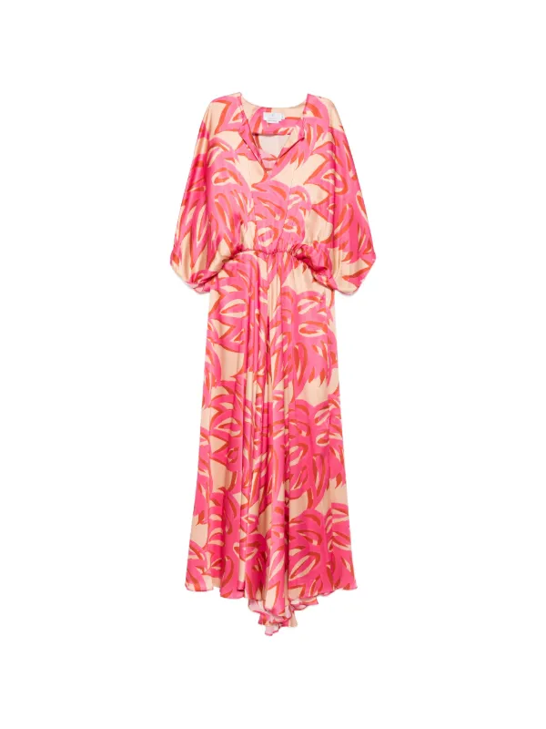 Themis Z Ismene Abstract-print V-neck Maxi Dress in Pink