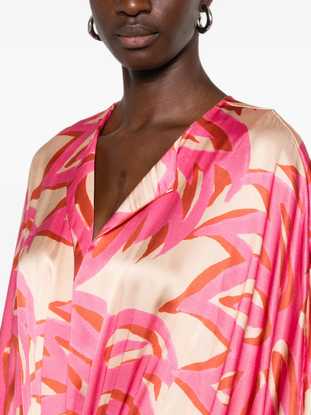 Themis Z Ismene Abstract-print V-neck Maxi Dress in Pink, view 5