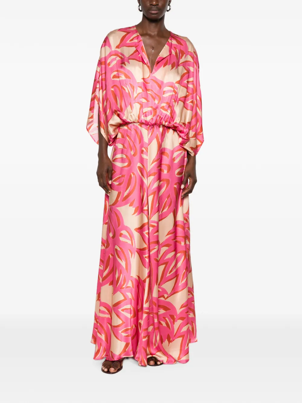 Themis Z Ismene Abstract-print V-neck Maxi Dress in Pink, view 2