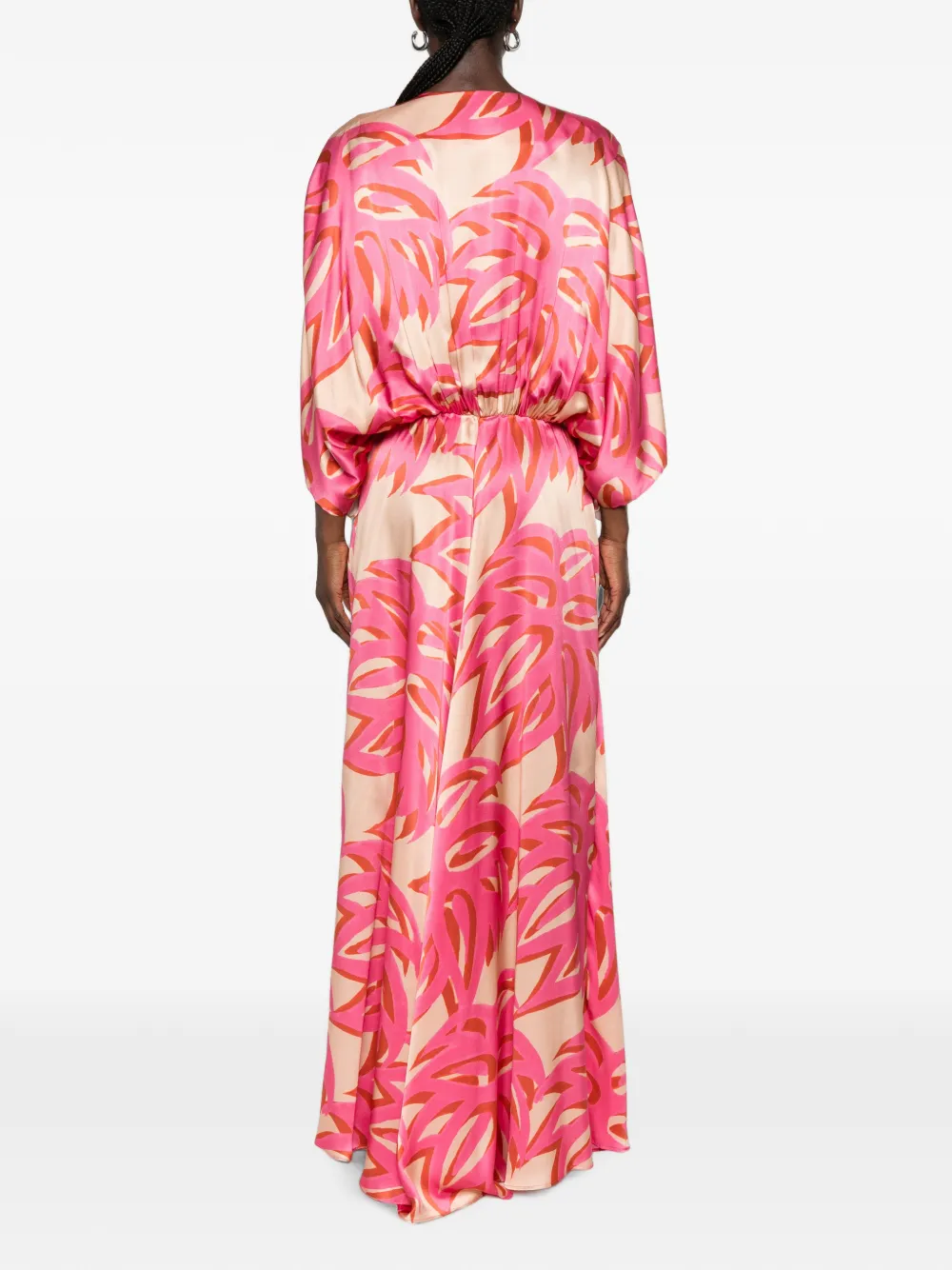 Themis Z Ismene Abstract-print V-neck Maxi Dress in Pink, view 4