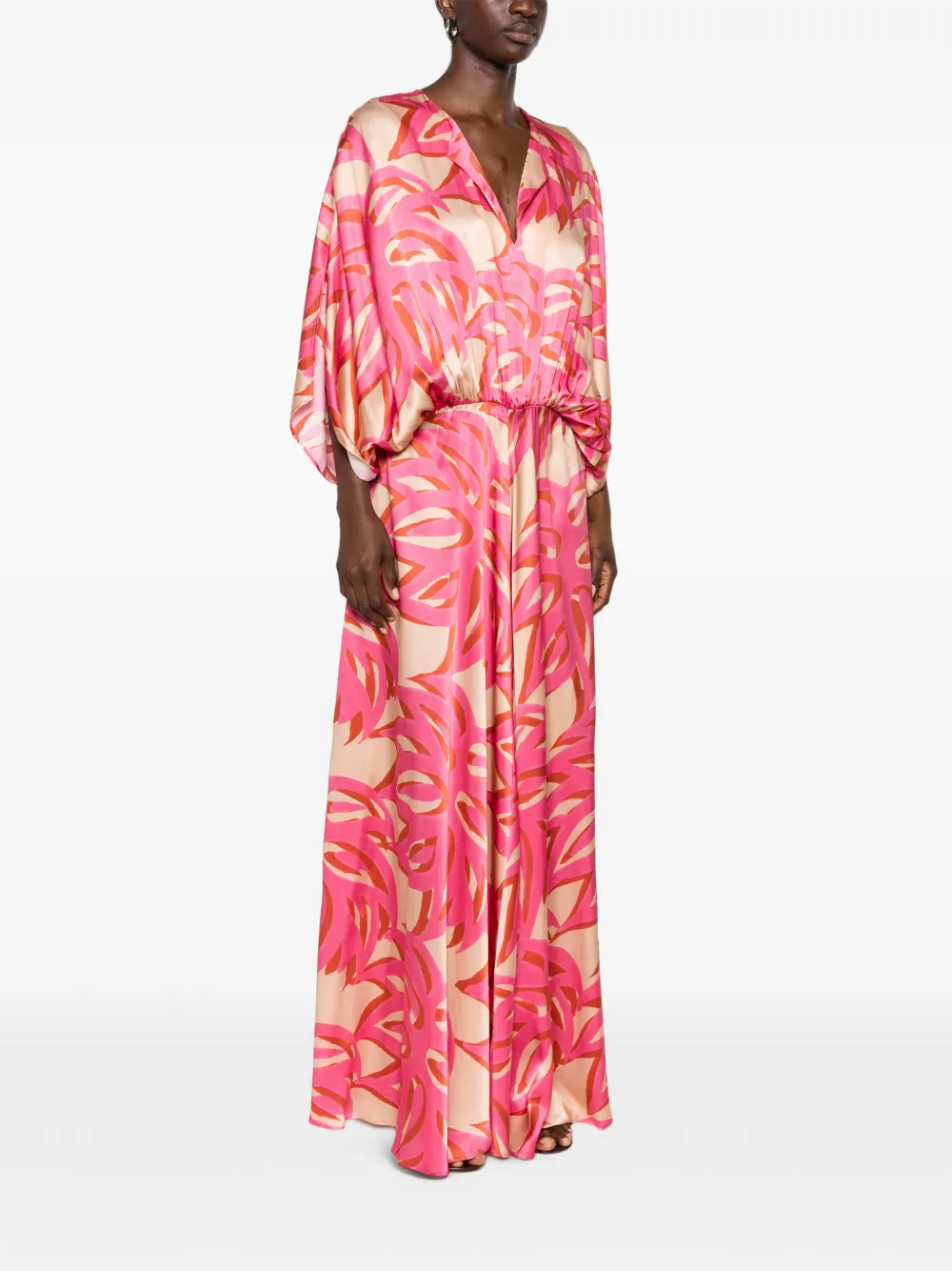 Themis Z Ismene Abstract-print V-neck Maxi Dress in Pink, view 3
