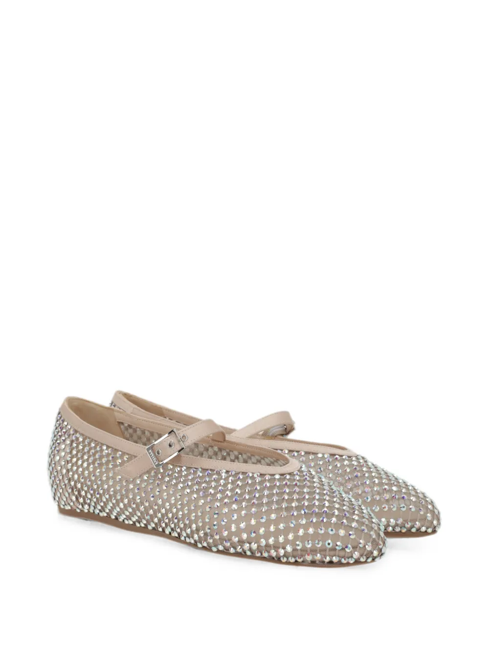 Le Silla crystal-embellished buckle-fastening ballet flats Beige