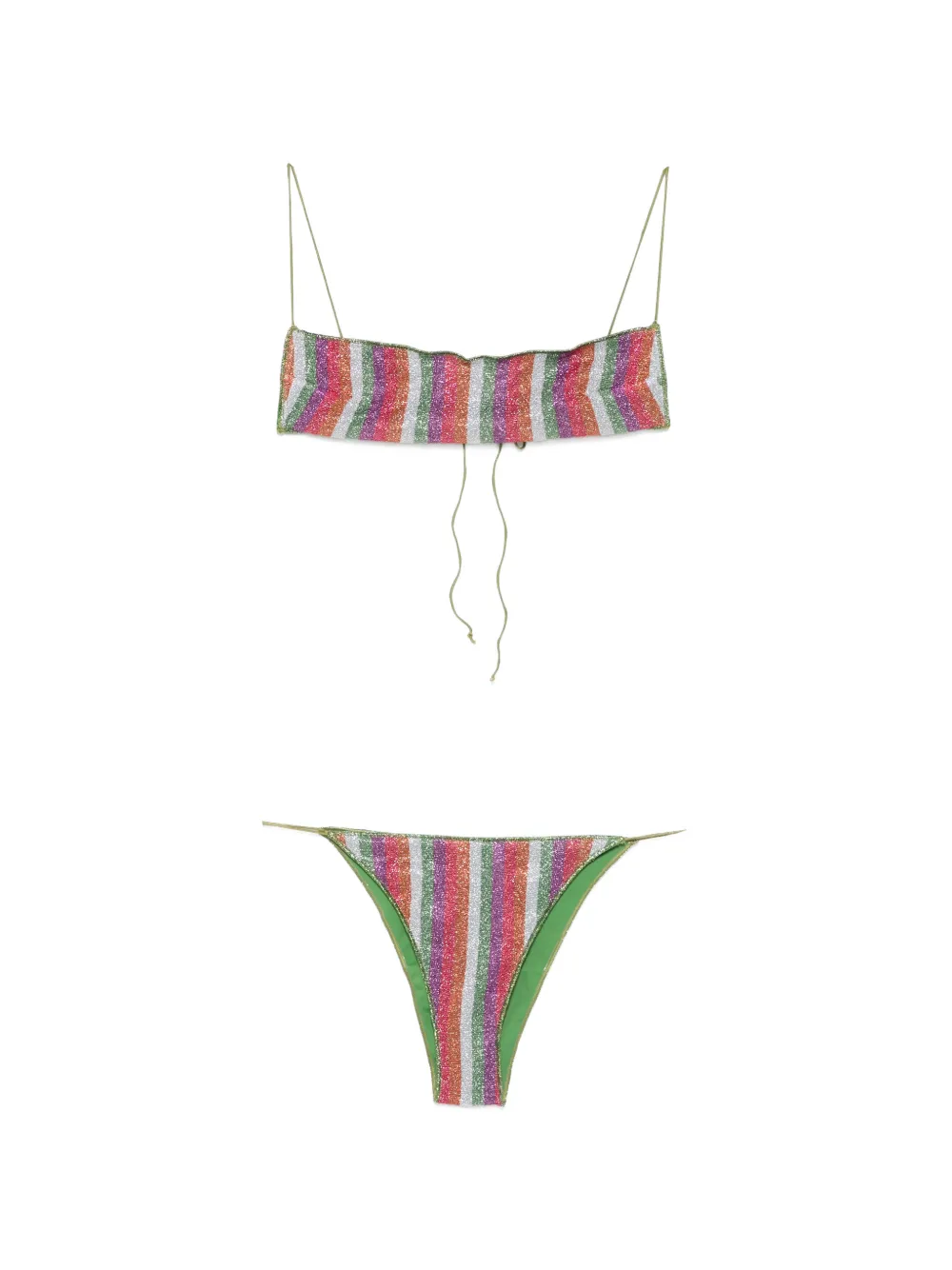 Oséree striped glitter-effect bikini - Rosa