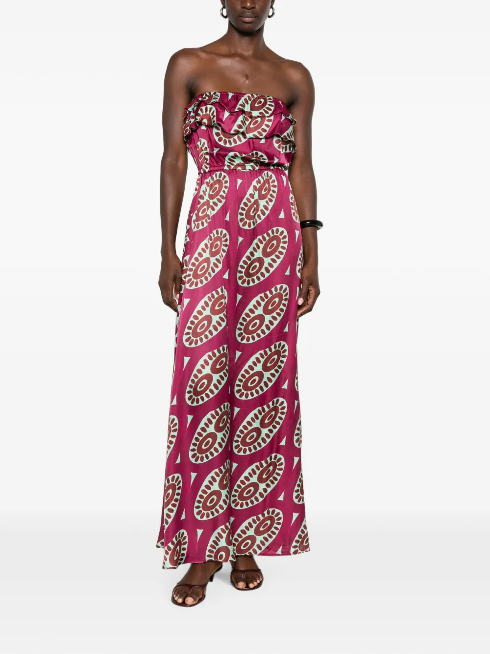 Themis Z Selene Ruffled Strapless Maxi Dress in Purple, view 2