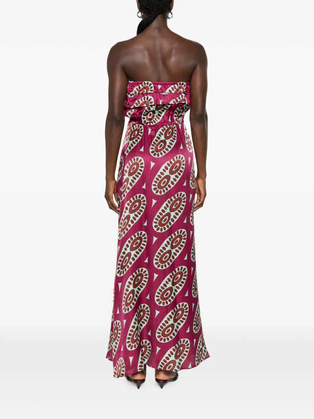 Themis Z Selene Ruffled Strapless Maxi Dress in Purple, view 4