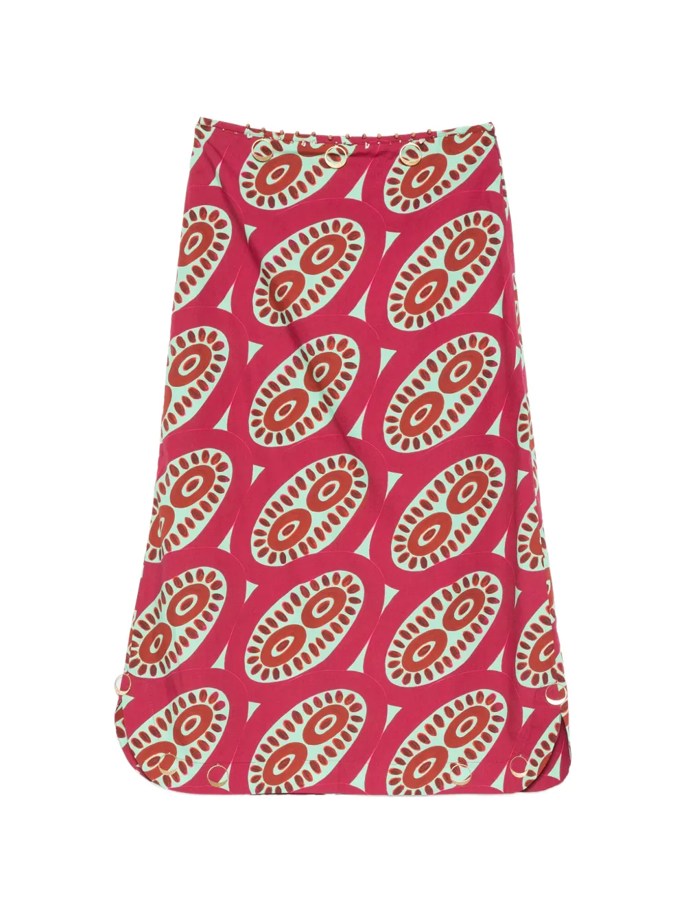 Themis Z Selena geometric-print side-slit midi skirt - Rosa