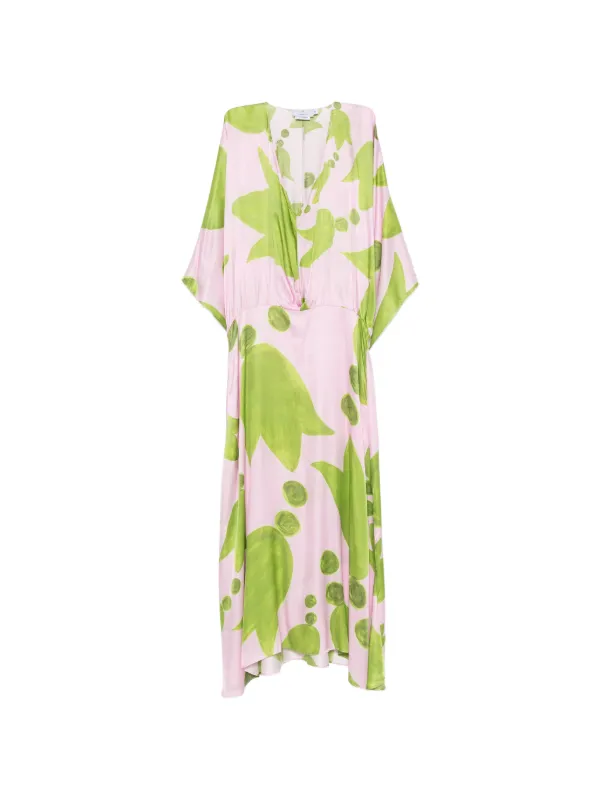 Themis Z Eudora Abstract-print V-neck Maxi Dress in Pink