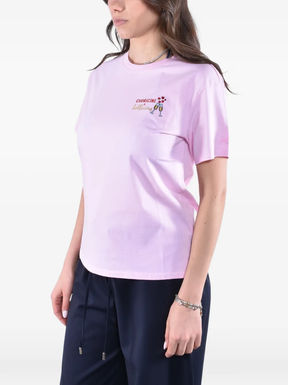 MC2 Saint Barth Katoenen T-shirt met borduurwerk Roze