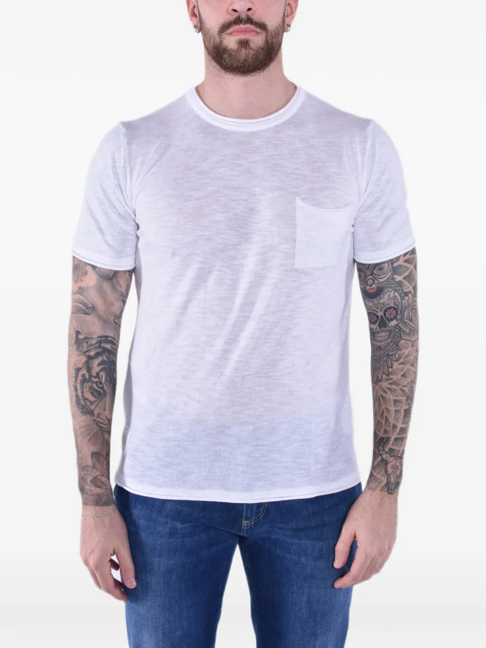 Blauer chest-pocket T-shirt - Bianco