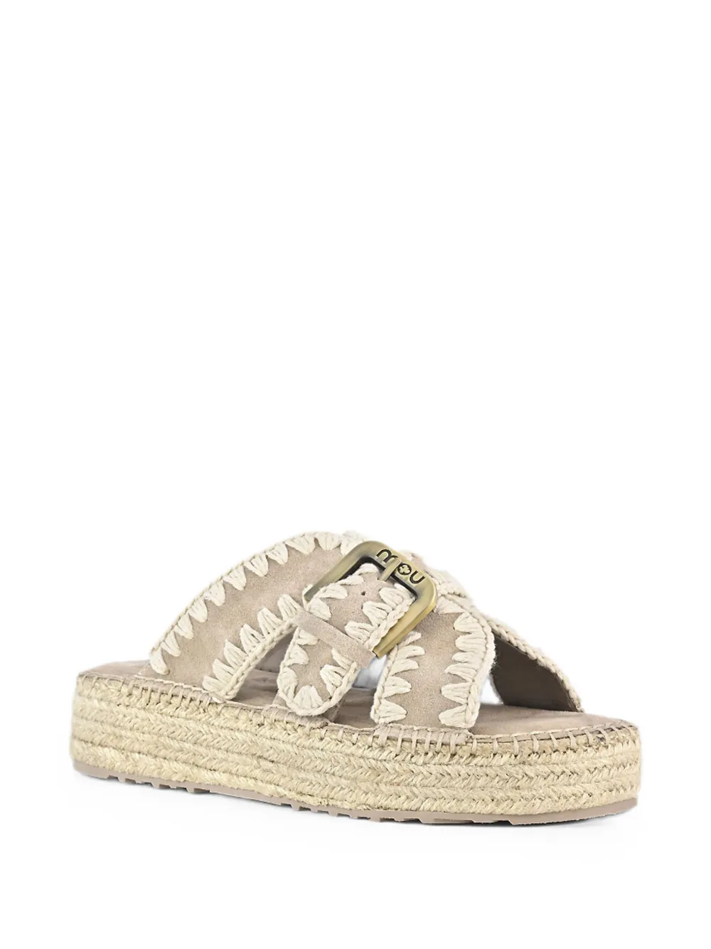 Mou Sandalen met gehaakte stiksels en gesp Beige