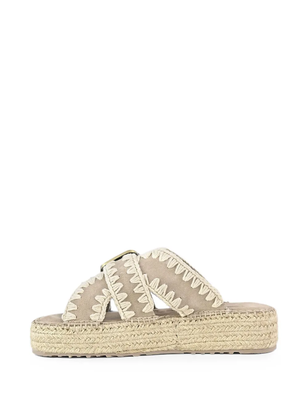 Mou Sandalen met gehaakte stiksels en gesp Beige