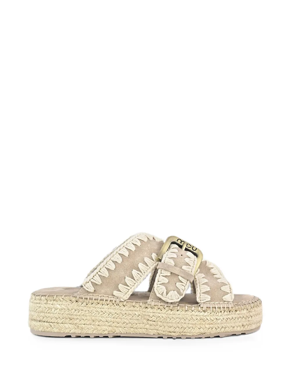 Mou Sandalen met gehaakte stiksels en gesp Beige
