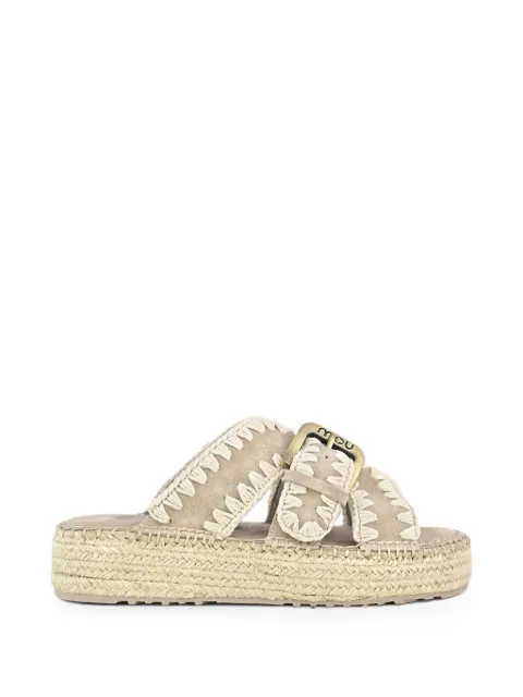 Mou crochet-stitch buckled sandals