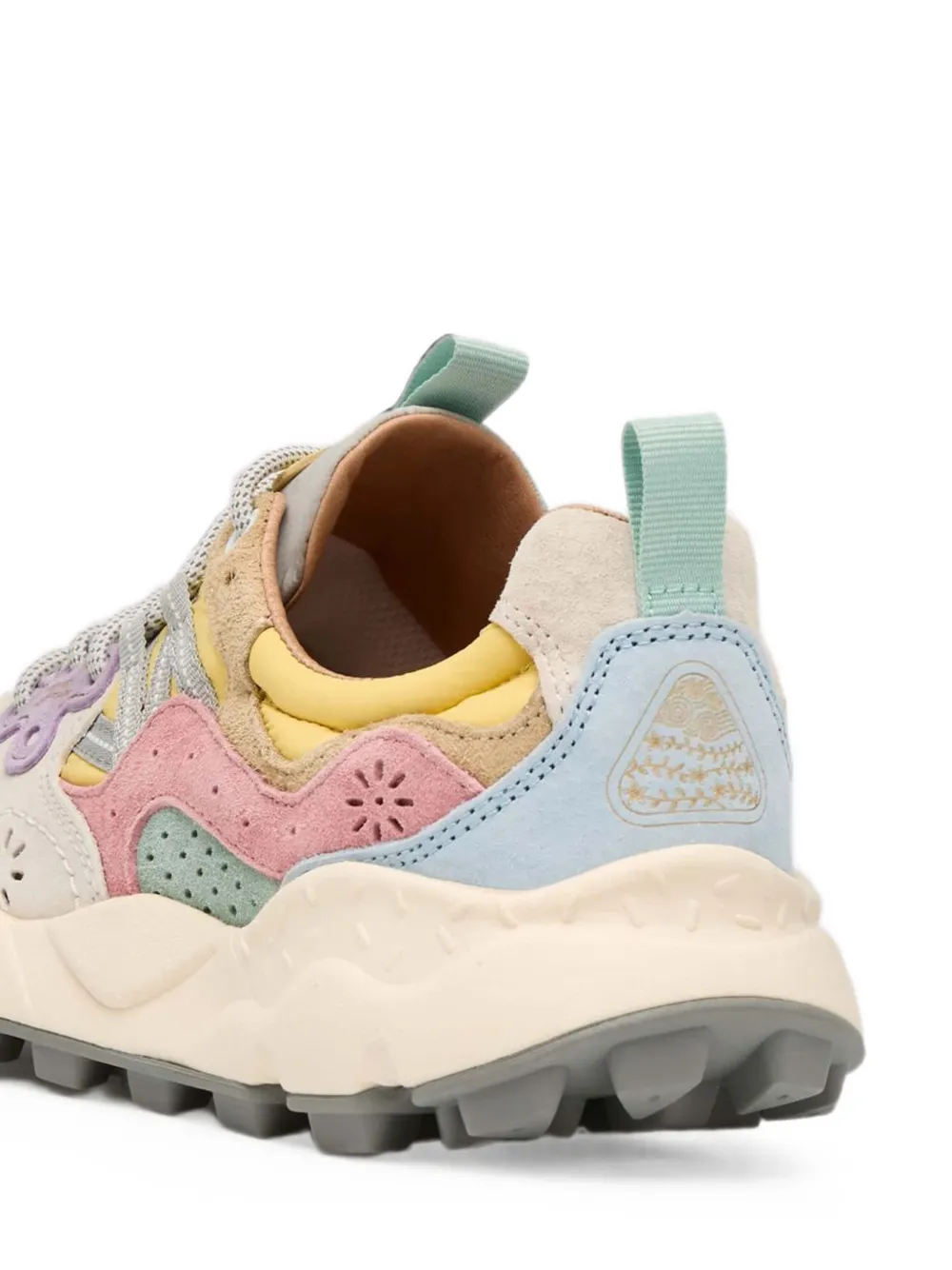 FLOWER MOUNTAIN Yamano 3 calf suede-panel sneakers Beige
