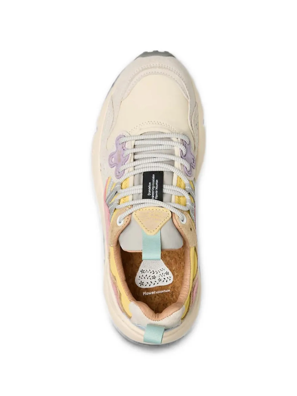 FLOWER MOUNTAIN Yamano 3 calf suede-panel sneakers Beige