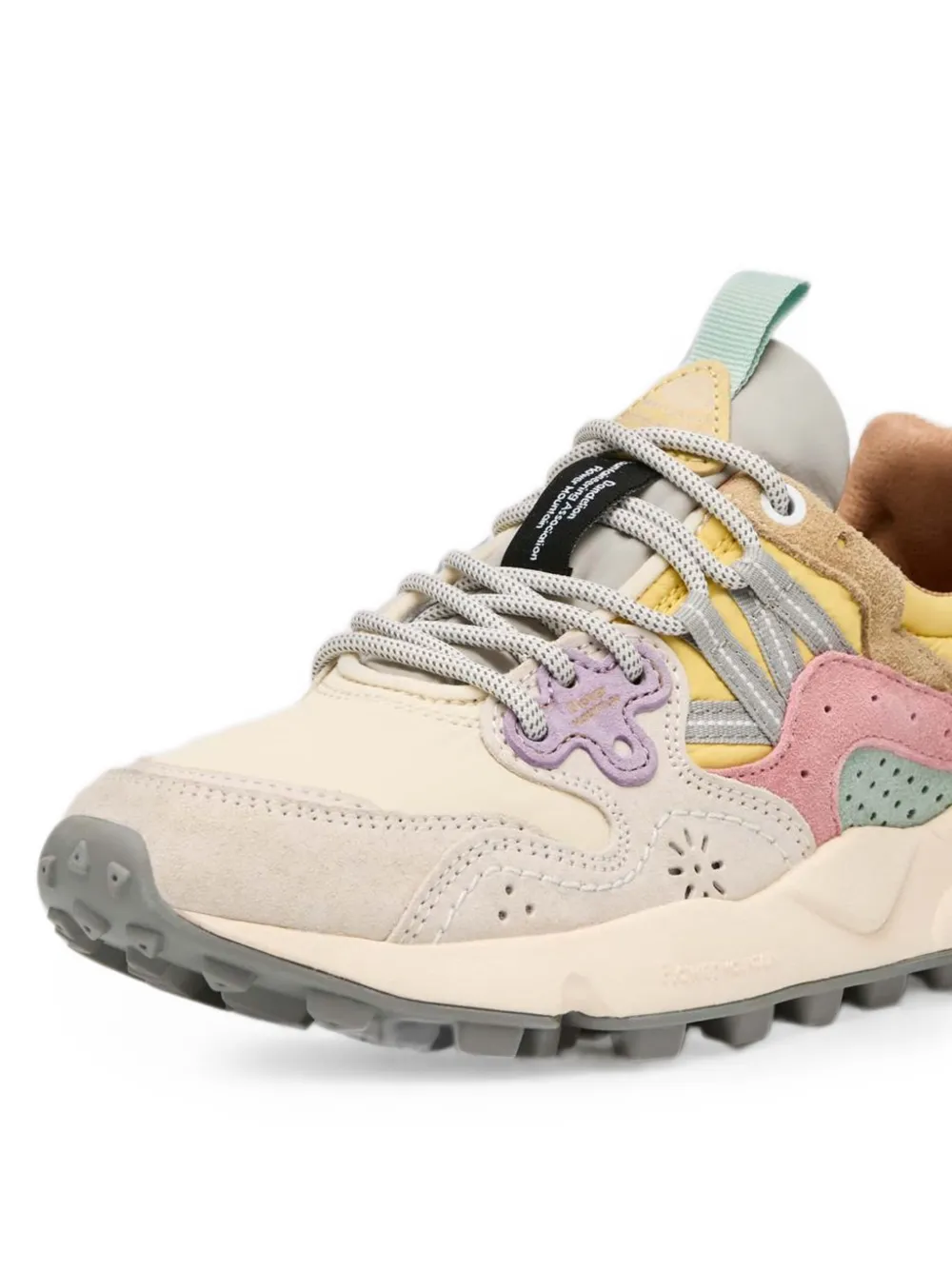 FLOWER MOUNTAIN Yamano 3 calf suede-panel sneakers Beige