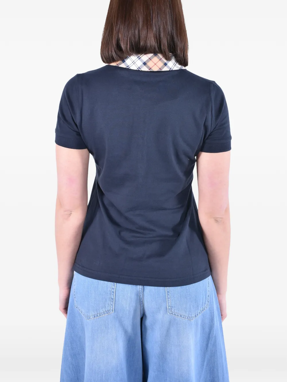 Barbour Piqué poloshirt met tartan kraag Blauw