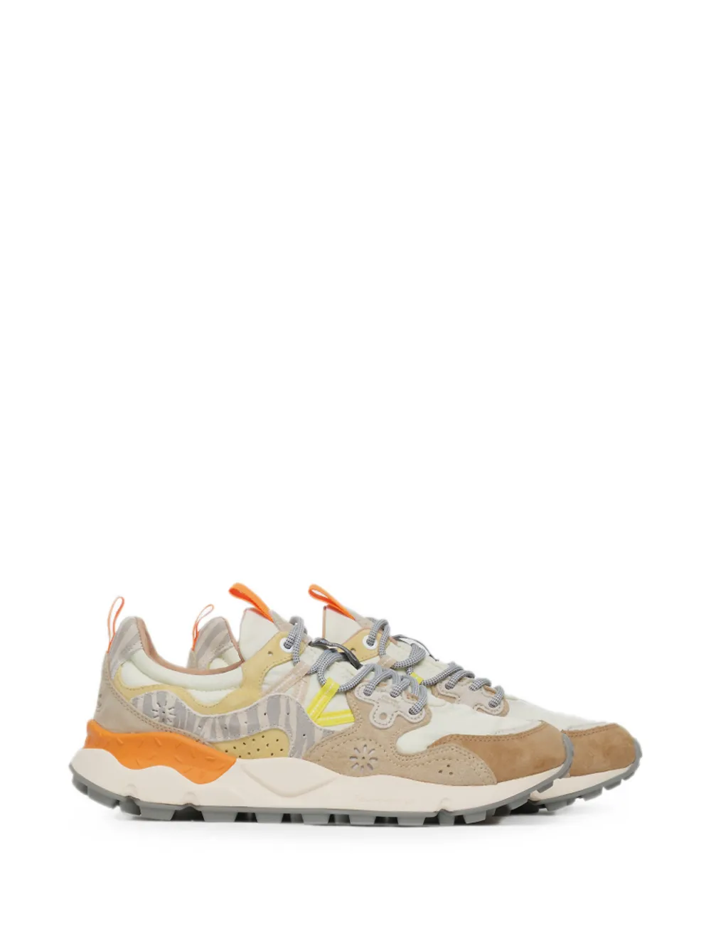 FLOWER MOUNTAIN Yamano 3 calf suede-panel sneakers - Toni neutri