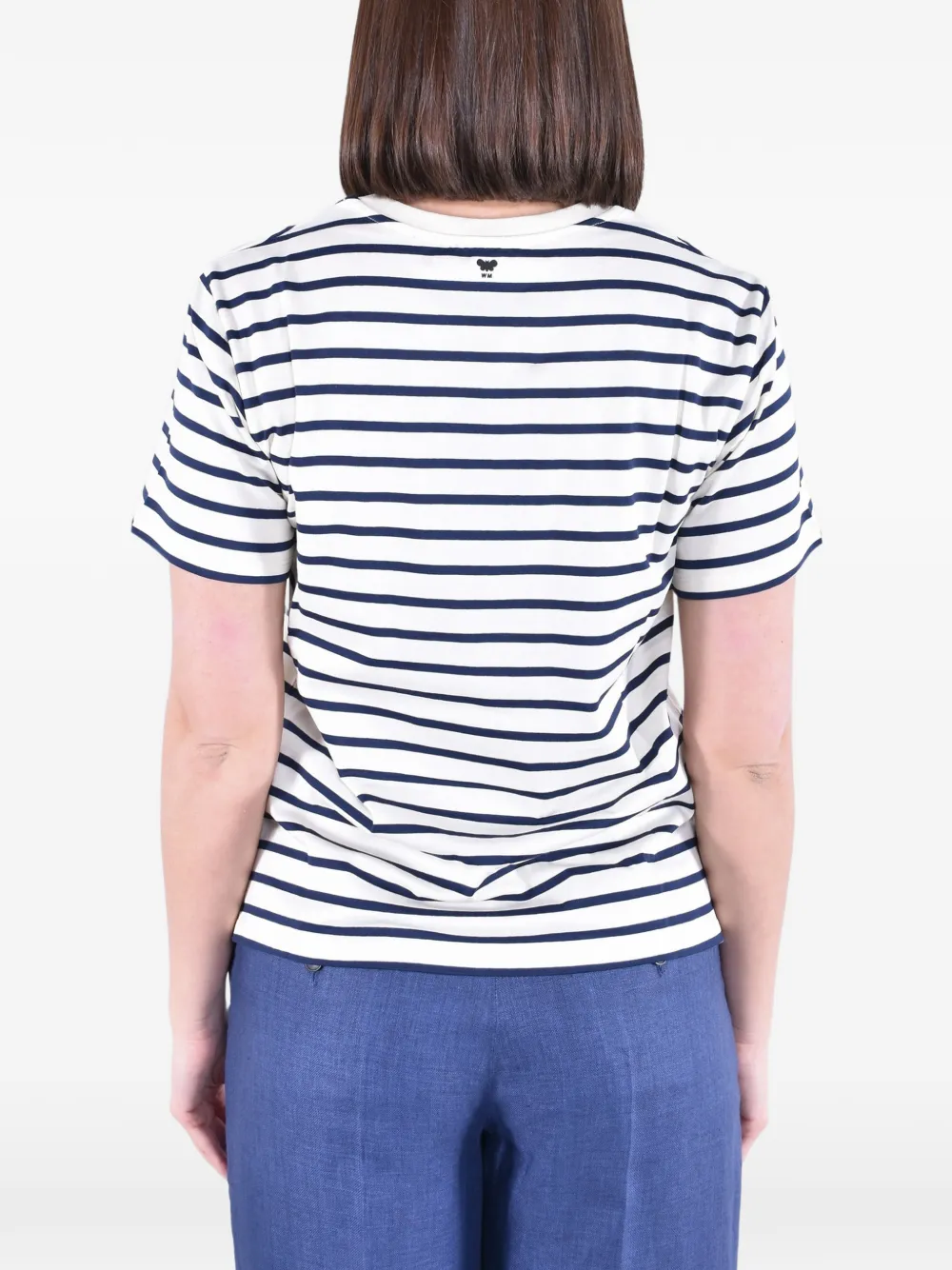 Weekend Max Mara Wkdbora gestreept T-shirt met borduurwerk Wit