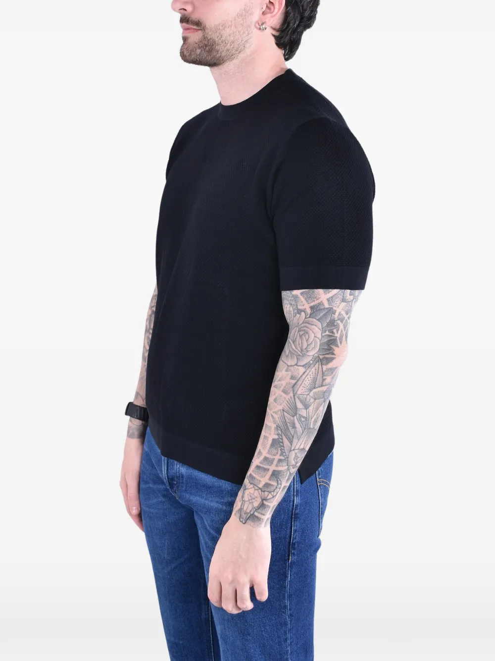 Kangra Katoenen T-shirt met korte mouwen Zwart