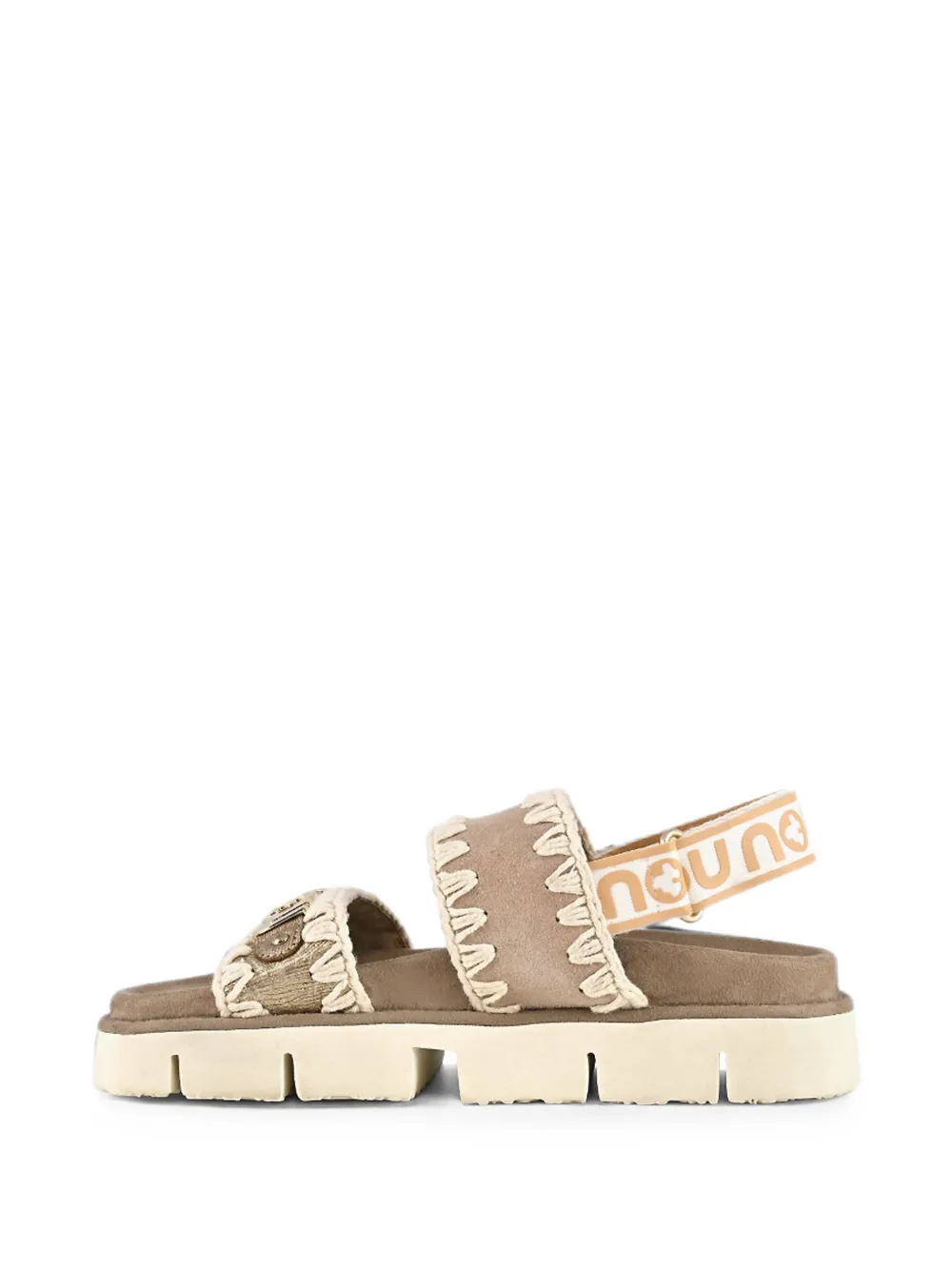 Mou Bio crochet-trim sandals Beige