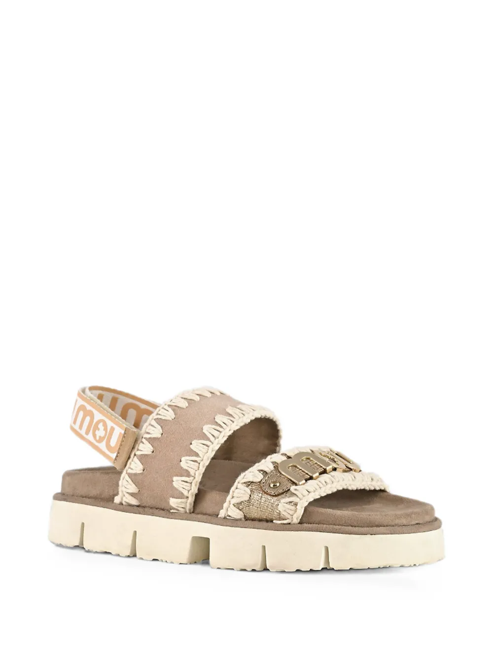 Mou Bio crochet-trim sandals Beige