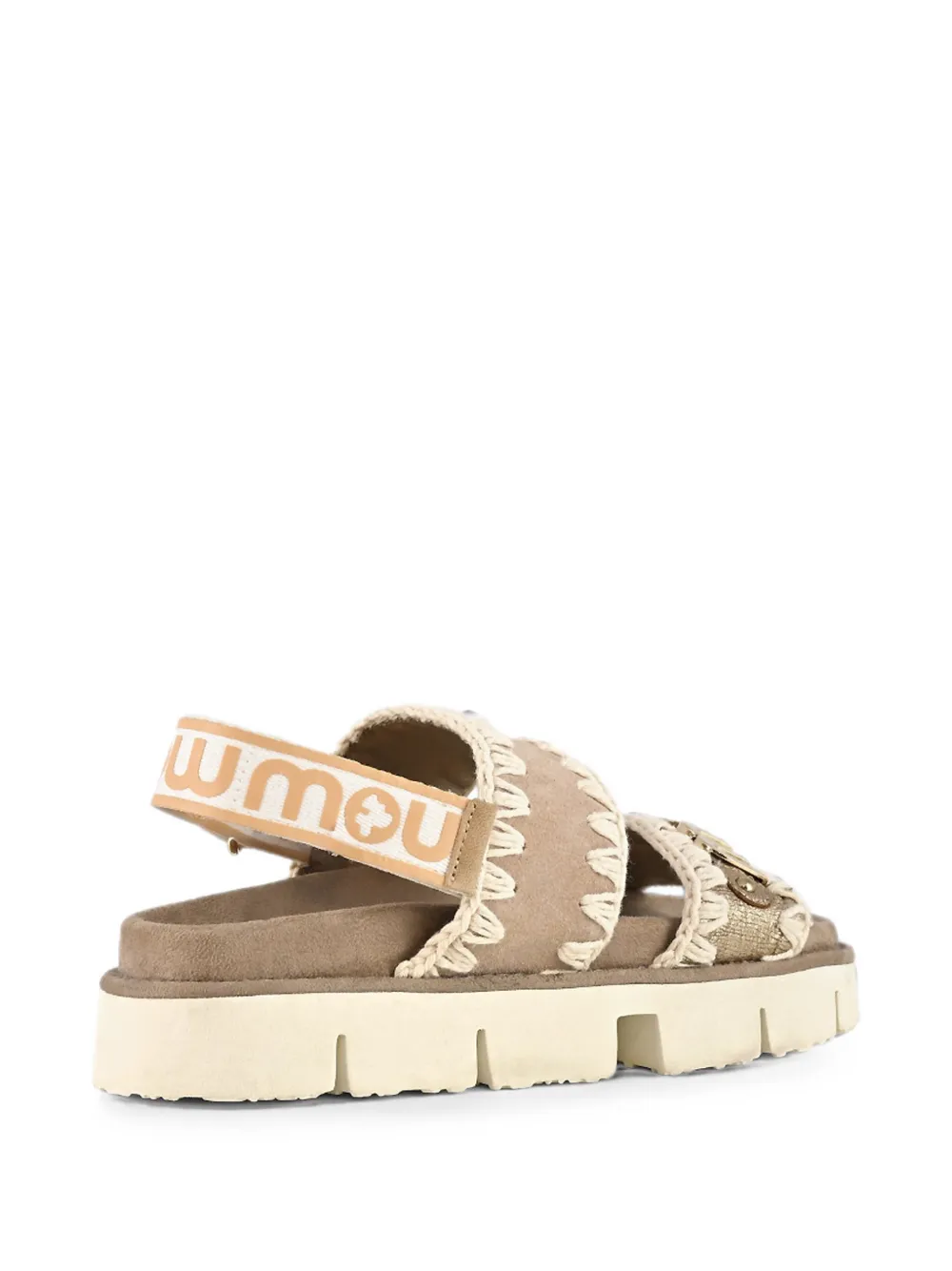 Mou Bio crochet-trim sandals Beige