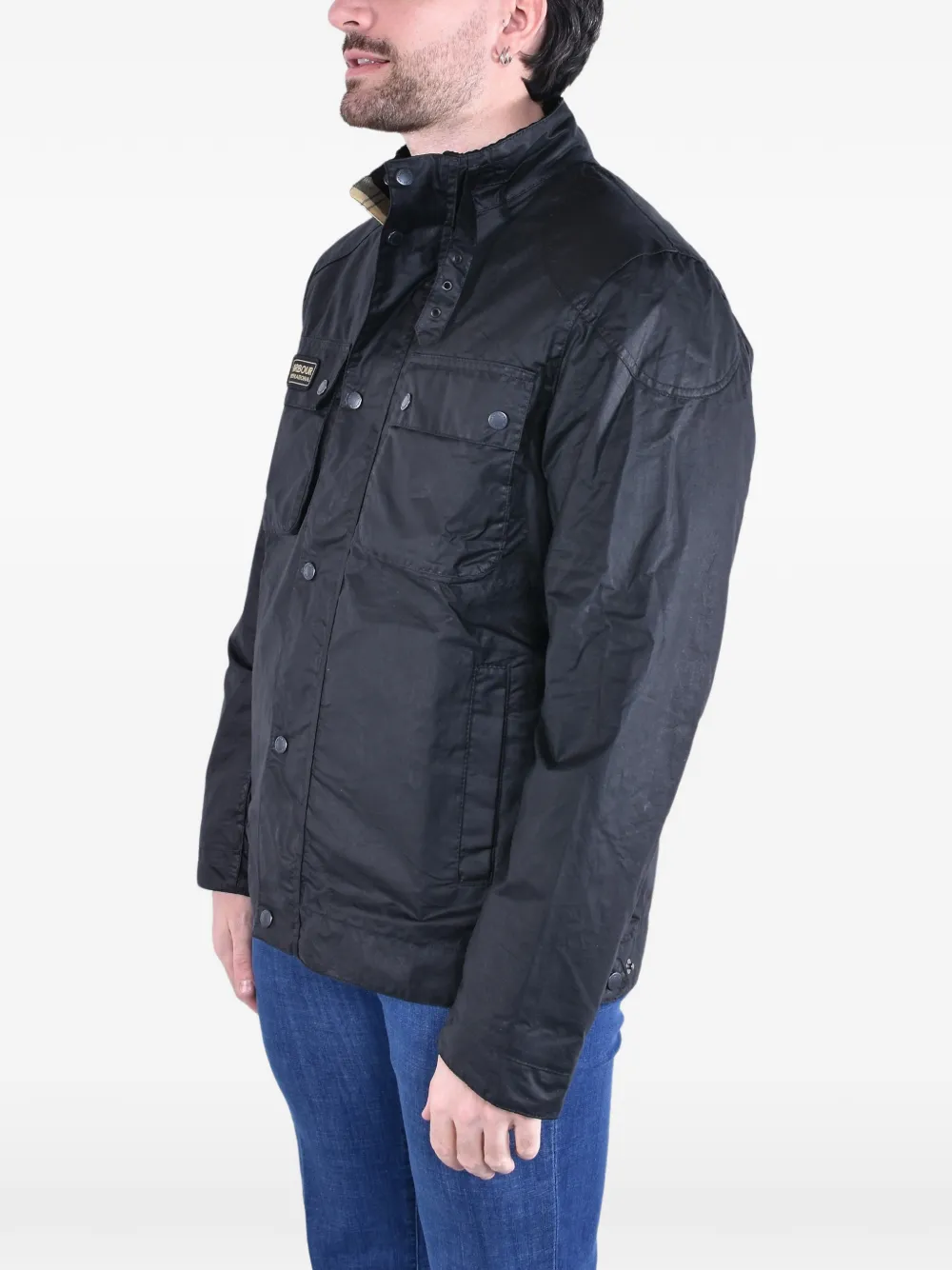 Barbour International Merton wax jack Zwart