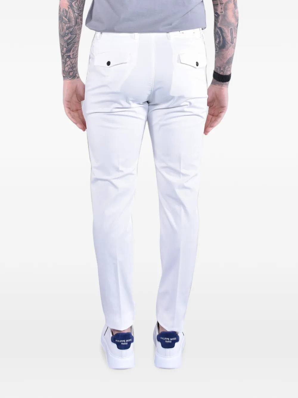 Eleventy Broek met riemlussen Wit
