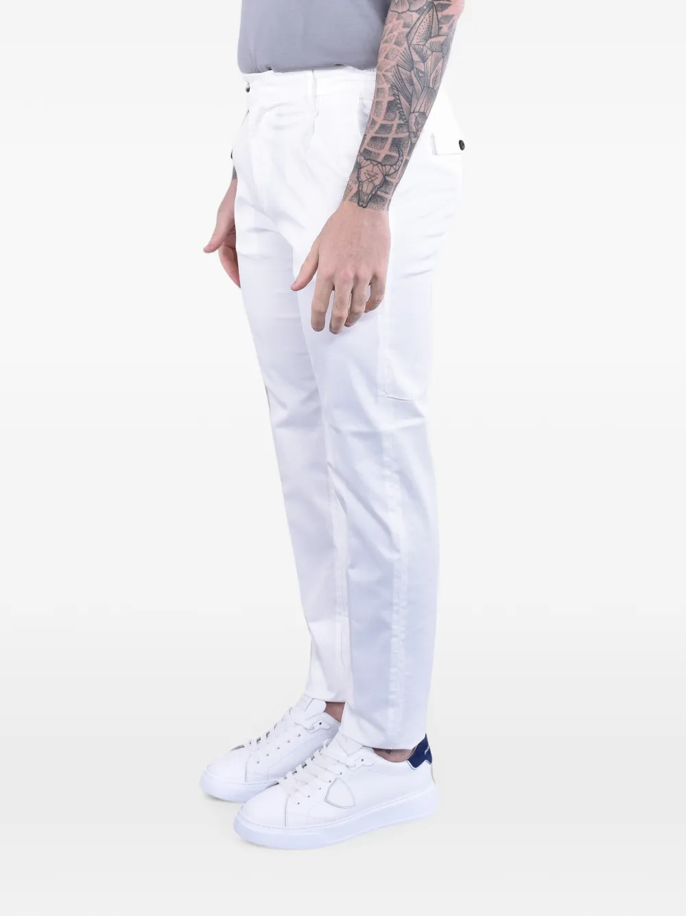 Eleventy Broek met riemlussen Wit