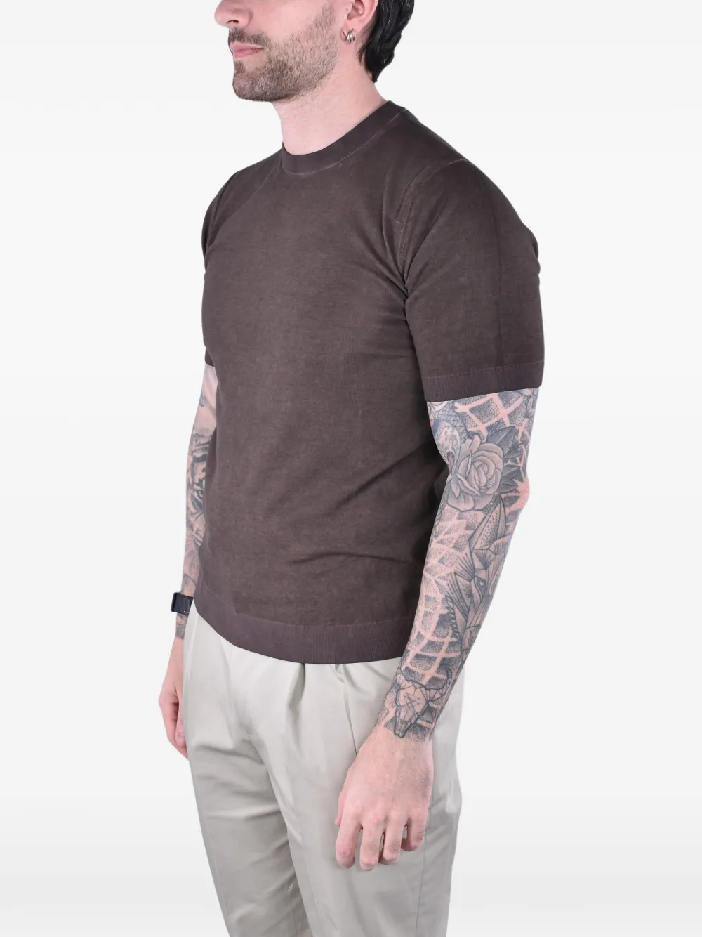 Kangra T-shirt met ronde hals Bruin