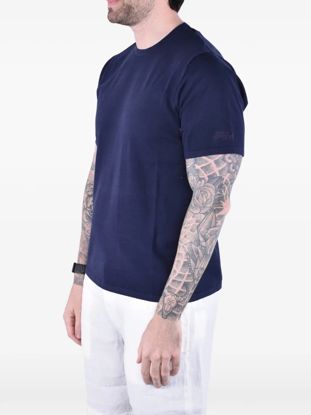 MC2 Saint Barth Scott T-shirt met geborduurd logo Blauw