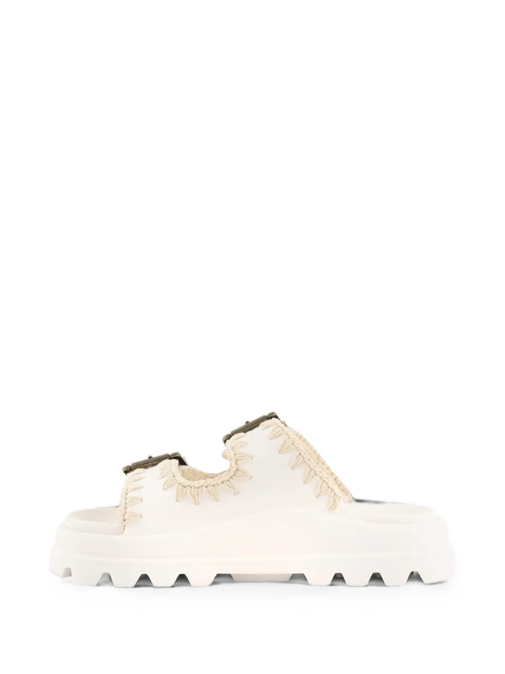 Mou Eva crochet-trim buckle slides Wit
