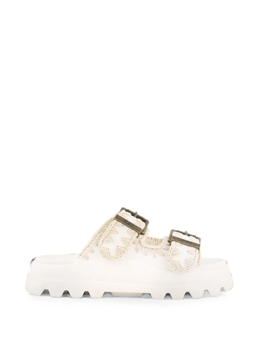 Mou Eva crochet-trim buckle slides Wit